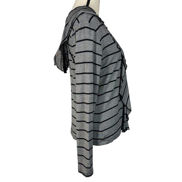 Christopher & Banks Large Jacket Zip-Up Striped Hooded Lightweight Long Sleeves - Picture 3 of 9